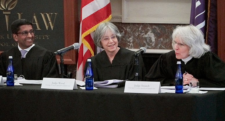 Left to Right: Judge Padmanabhan Srikanth “Sri” Srinivasan of the United States Court of Appeals for the District of Columbia Circuit, Judge Diane P. Wood of the United States Court of Appeals for the Seventh Circuit and Judge Jane B. Stranch of the United States Court of Appeals for the Sixth Circuit