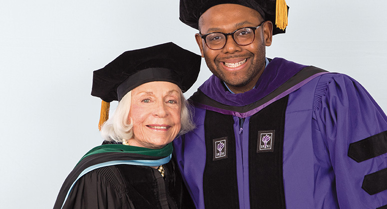 John D. Grad Memorial Scholar (AnBryce Program) Tony Joe was hooded by Dr. Joyce Lowinson