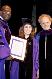 Anthony Welters '77, Catherine Karayan (LL.M. ’12), and Dean Richard Revesz