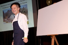 Dean Ricky Revesz is dressed to paint a masterpiece at the Public Service Auction.