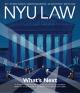 Cover of 2023 NYU Law Magazine—illustration showing people shining flashlights in front of a darkened Supreme Court building