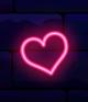 Neon pink heart on a dark purple background