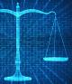 Scales of Justice outlined by computer language
