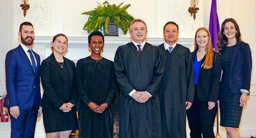 Judges and students standing together at Marden Moot