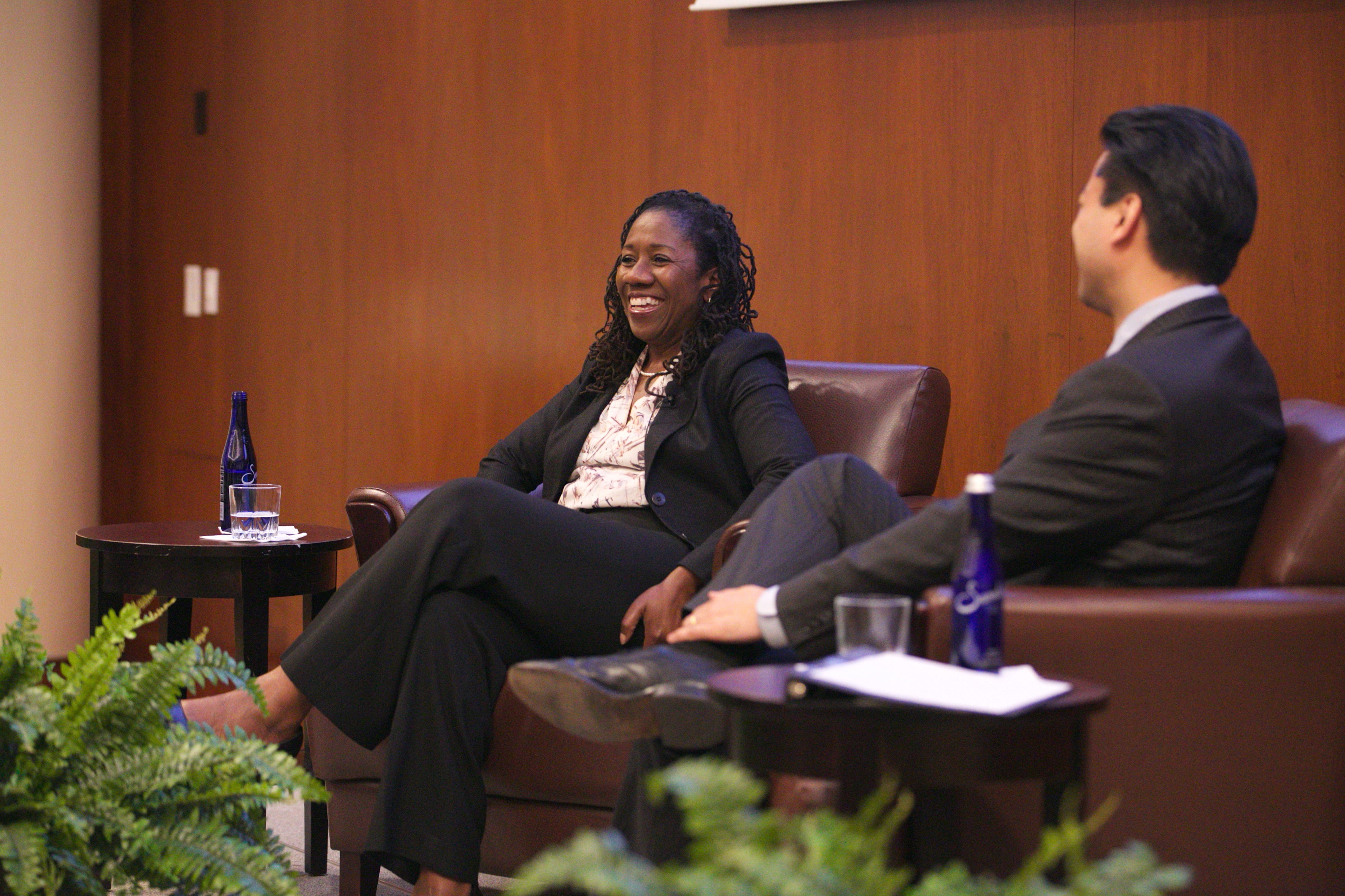 Sherrilyn Ifill and Kenji Yoshino smiling