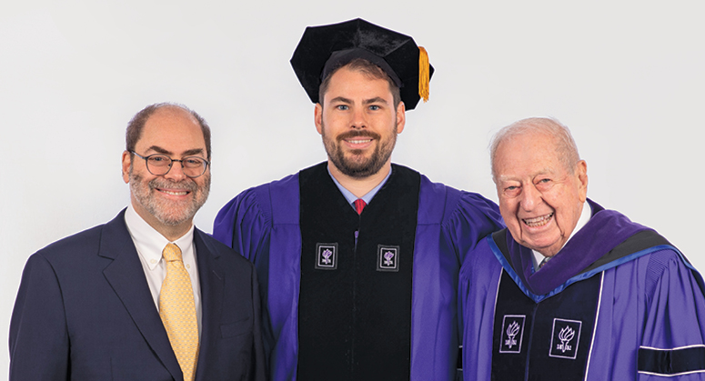 Cameron Sinsheimer with his father, Alan Sinsheimer ’81, and grandfather, Warren Sinsheimer LLM ’57 