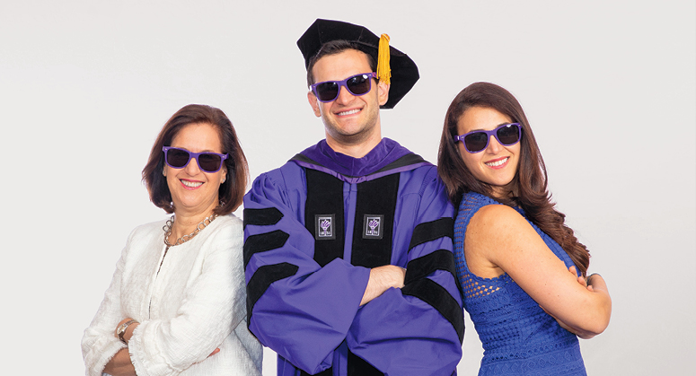 Daniel Weinstein with his mother, Margery  Weinstein ’84, and sister, Rebecca Weinstein ’16