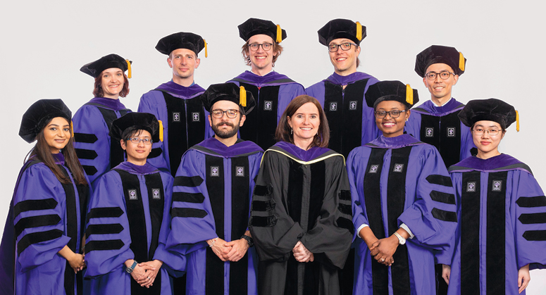 Hauser Global Law Scholars, Back Row: Rosa Polaschek, Mathias Kjærsgaard Larsen, Myles Olliffe Pulsford, Felix Boos, Kei Kajiwara Front Row: Harshita Bhatnagar, April Carmela Lacson, Carlos Andrés Baquero Díaz, Ngozi Nwanta, and Luwei Wang. The graduates were hooded by Professor Gráinne de Búrca