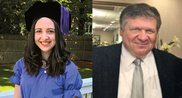 Rebecca Pritzker ’20, Elihu A. Novick and Elsie L. Novick Scholar and NYU School of Law Dean’s Scholar, with her uncle Abraham Skoff ’75