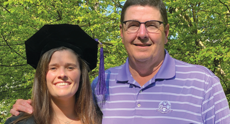 Maria Bourdeau LLM ’20, Dean’s Graduate Scholar and Ralph and Cynthia Finerman Scholar, with her father, Paul Bourdeau LLM ’84