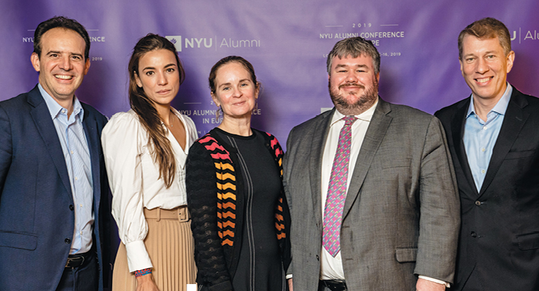 London Benoît Charrière-Bournazel LLM ’00, Ana Irene  Delgado LLM ’06, Jessica Radke ’00, Alexander Heylin LLM ’15,  and Dean Trevor Morrison	