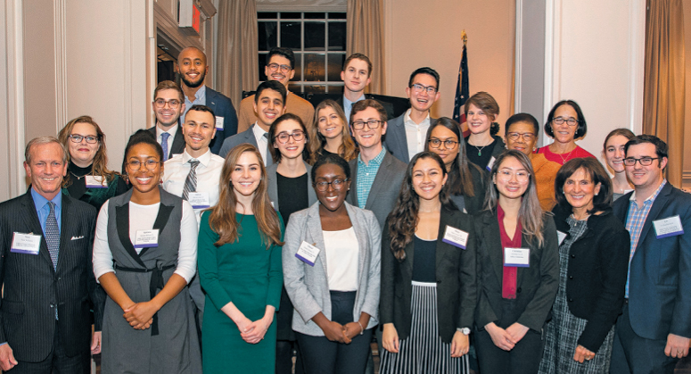 ANBRYCE SCHOLARS with Nick Williams (Clifford Chance Scholarship), AnBryce Foundation President Thelma Duggin, Diana Holden, CJ Quackenbush, and Gail Quackenbush (Jacob Marley Foundation Scholarship in Memory of Christopher Quackenbush ’82)