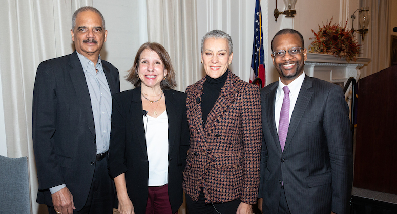 Former Attorney General Eric Holder, Dr. Sharon Malone, BWLN Executive Director Jennifer Weiss-Wolf, and NYU Law Dean Troy McKenzie
