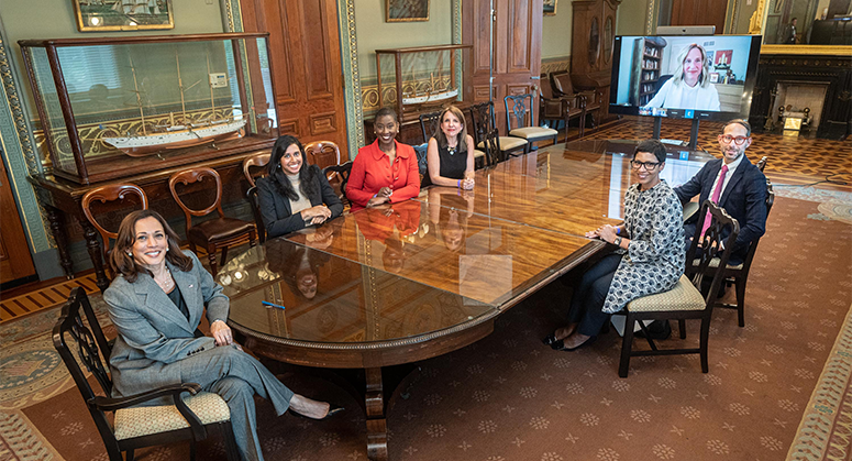 Vice President Kamala Harris with scholars including Jennifer Weiss-Wolf and Professor Murray at a White House roundtable on privacy issues stemming from the Dobbs ruling  