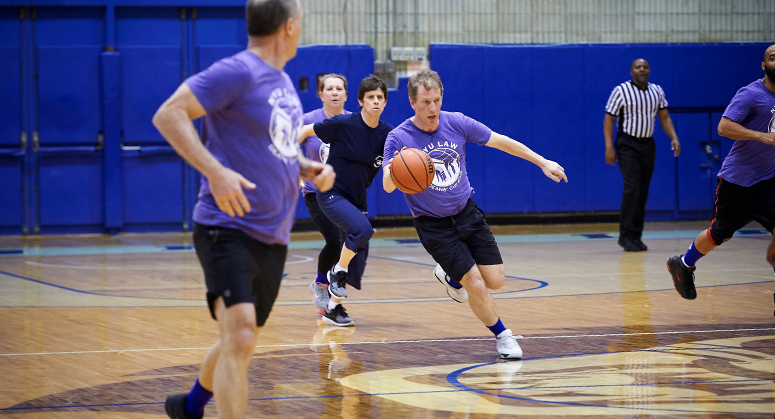 Dean Morrison at faculty basketball game during Dean's Cup