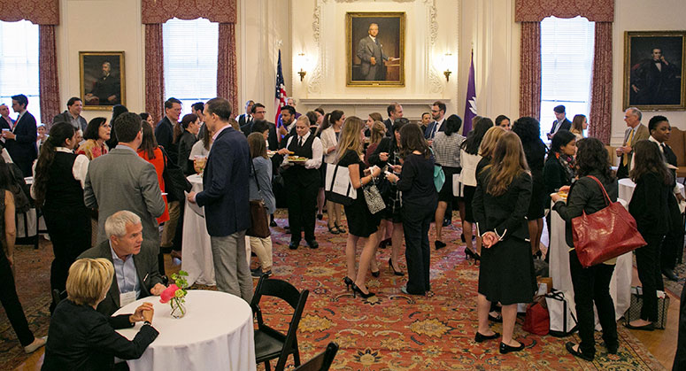 People mingling at the conference