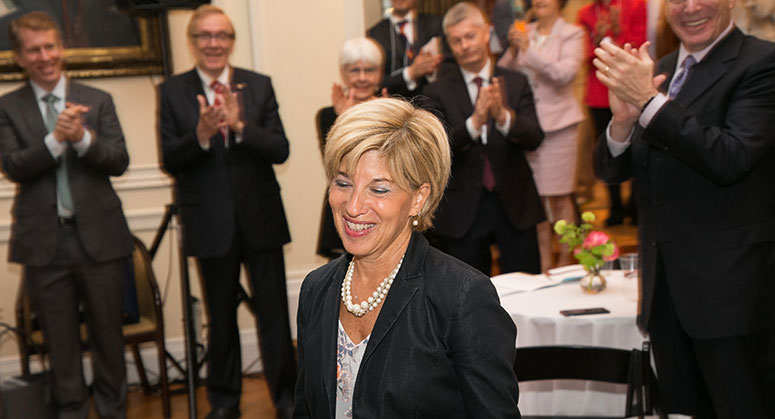 The Grunin Prize winner, walking up to accept the award