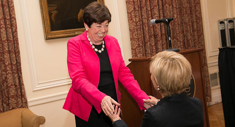 Helen Scott congratulating the Grunin Prize winner