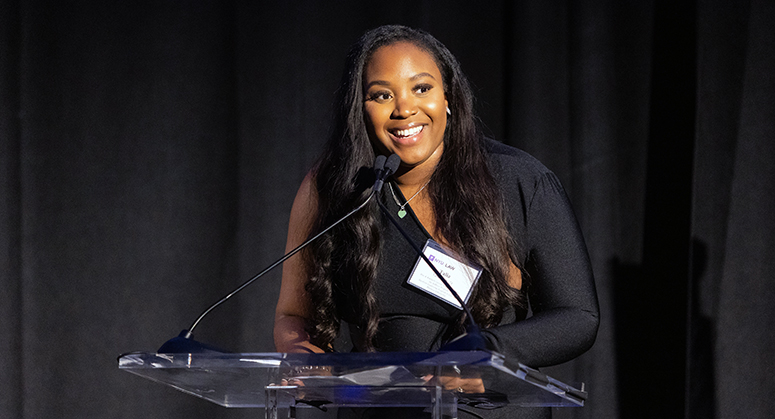 Student speaking at Weinfeld Gala