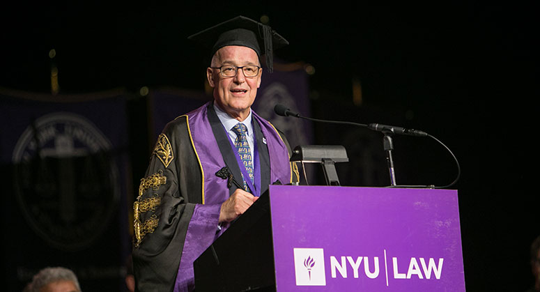 NYU President, Andrew Hamilton, addressing the Class of 2018