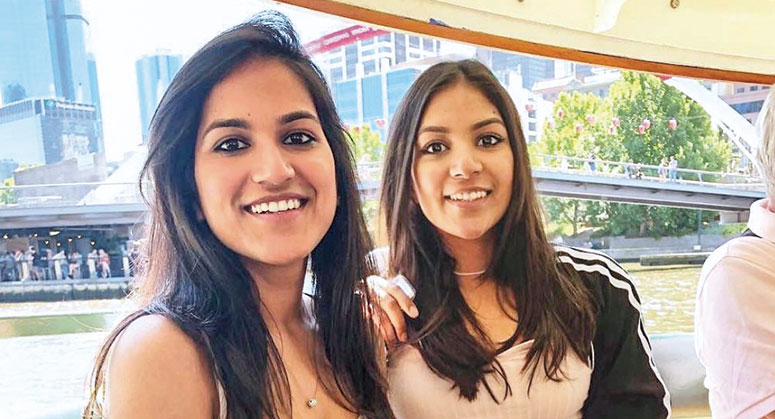 Radhika Gupta ’21 (right) with her sister, Satuti Aggarwal ’18