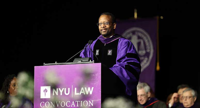 Dean Troy McKenzie speaking at 2023 Convocation