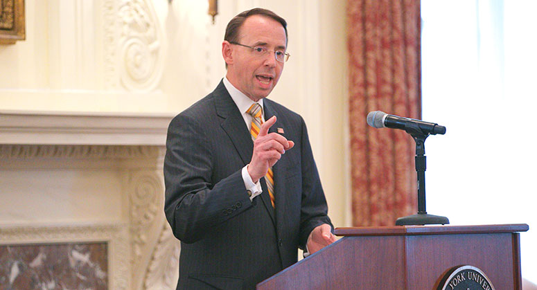 Deputy Attorney General Rod J. Rosenstein delivering keynote speech