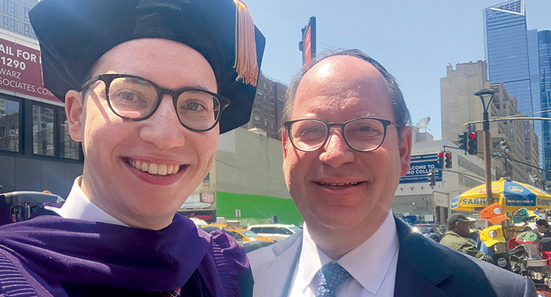 Aryeh Helfgott ’23 with his father Eliezer Helfgott ’92