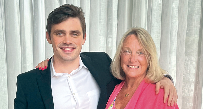  Douglas Etts ’22, Harry J. Rudick Memorial Scholar and NYU School of Law Dean’s Scholar, with his mother, Susan Trainor LLM ’92