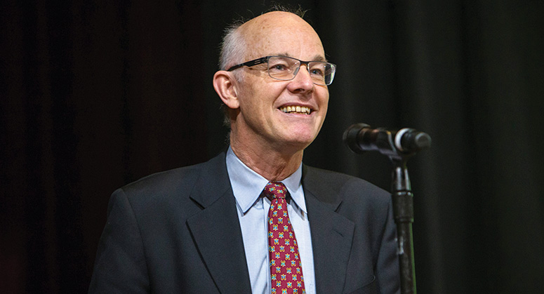 Professor Benedict Kingbury addressing the audience at the Guarini Institute Launch Event