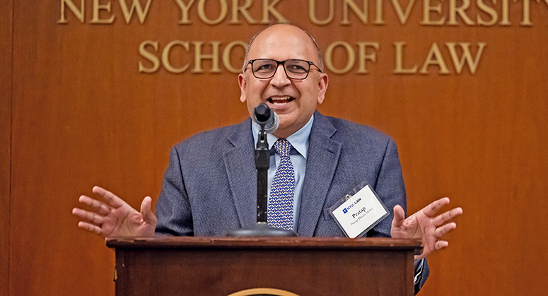 Pratap Bhanu Mehta at lectern