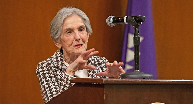 Rita Hauser at lectern