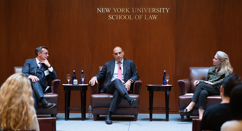 Co-Director Robert Jackson, Commodities Futures Trading Commission Chairman Rostin Behnam, and Senior Research Fellow Allison Herren Lee.