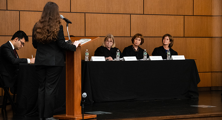 Elizabeth Bays faces panel of judges