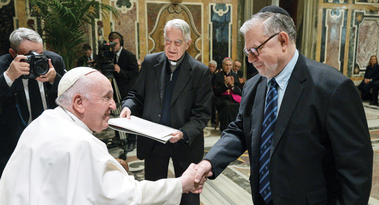 The Pope shaking hands with Joseph Weiler