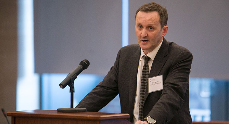 Mark Steward speaking at a podium