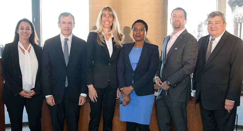 Panelists for the third panel: Allison Caffarone ’03, Edward Stroz, Bonnie Jonas, Ifeoma Ajunwa, Foster Provost, and Patrick Gnazzo