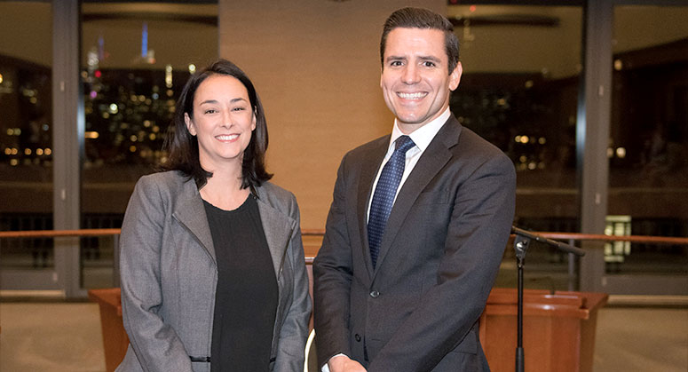 Allison Caffarone ’03, Executive Director of the Program on Corporate Compliance and Enforcement and James McDonald, Director of Enforcement at the U.S. Commodities Futures Trading Commission
