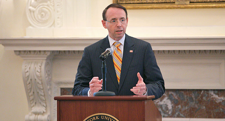 Rod J. Rosenstein, Deputy Attorney General, U.S. Department of Justice delivering keynote speech at conference