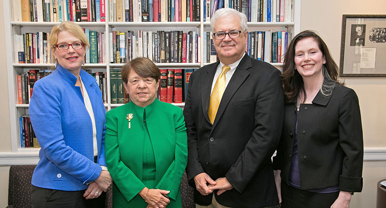 Mary Jo White posing with member of NYU Law