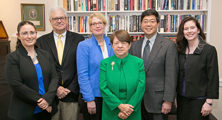 Mary Jo White posing with member of NYU Law