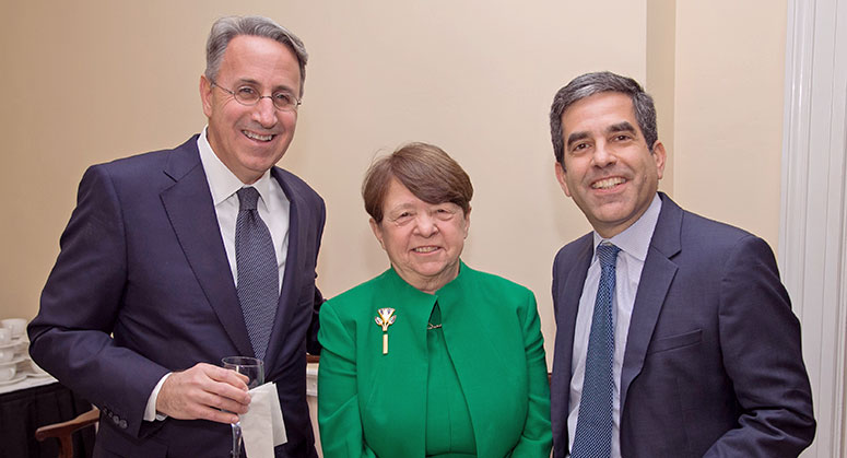 Mary Jo White posing with member of NYU Law