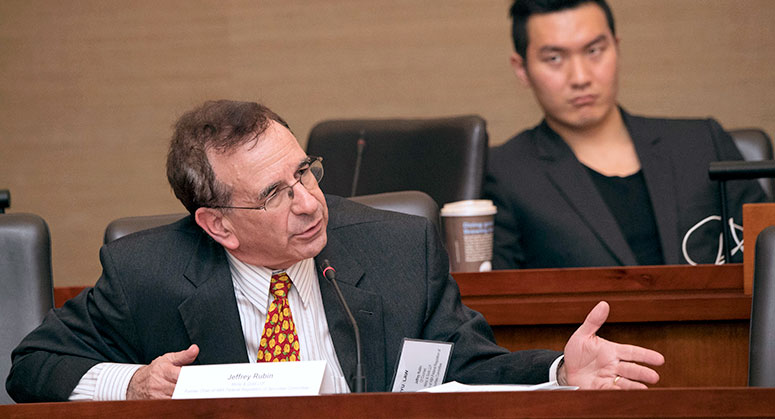 Jeffrey Rubin addressing the panel