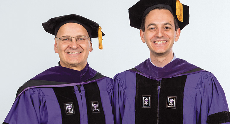 Desmarais LLP Scholar Raymond Habbaz was hooded by NYU Law Trustee John Desmarais ’88