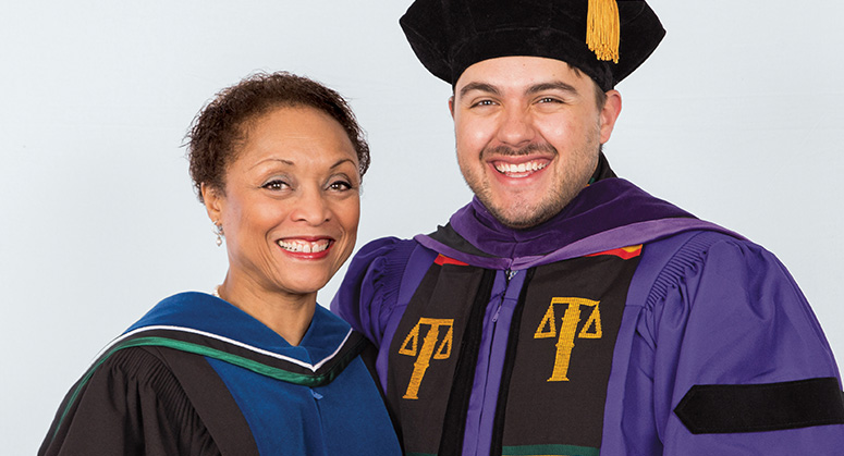 Derrick Bell Scholar for Public Service (LACA) Nicholas Duque-Franco was hooded by Janet Dewart Bell