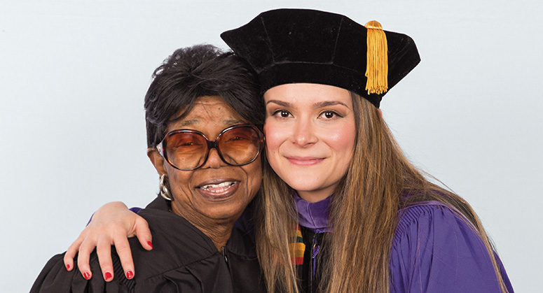 Honorable Charles Swinger Conley Scholar (AnBryce Program) Claudia Carvajal Lopez was hooded by Ellen Conley