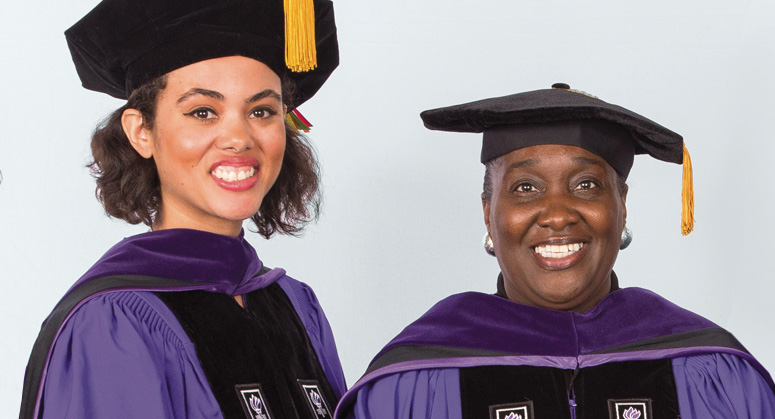 Calisha Myers ’15 Memorial Scholar Lauren Cole was hooded by Twanna Spurgeon in memory of her late daughter, Calisha