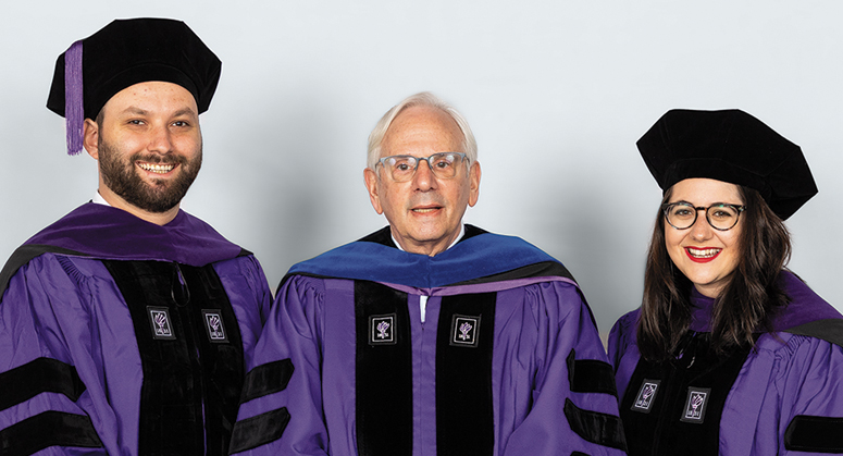 Rosenfeld Macaulay Pipeline Scholars Simmie Jenkelowitz and Emily Eskin were hooded by NYU Law Trustee Professor Jerry Rosenfeld.jpg 