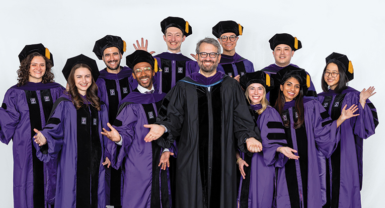 FURMAN ACADEMIC (FA) AND FURMAN PUBLIC POLICY (FPP) SCHOLARS Back Row: Daniela Czemerinski (FPP), Alfredo Guerra Guevara (FA), Adam Littlestone-Luria (FA), Daniel Putnam (FA), Edwin Hu (FA), and Nicole Mo (FA) Front Row: Nika Sabasteanski (FA and FPP), Kevin Kuate Fodouop (FA), Judge Jesse Furman, Jacquelyn Thorbjornson (FA), and Navya Dasari (FPP). The graduates were hooded by Judge Jesse Furman