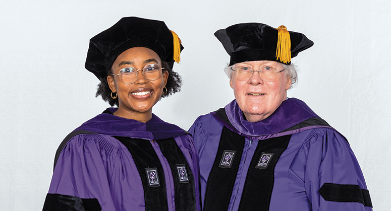 VIRGINIA DELANEY HENDRY SCHOLAR Leah Miano was hooded by Andrew Hendry ’72